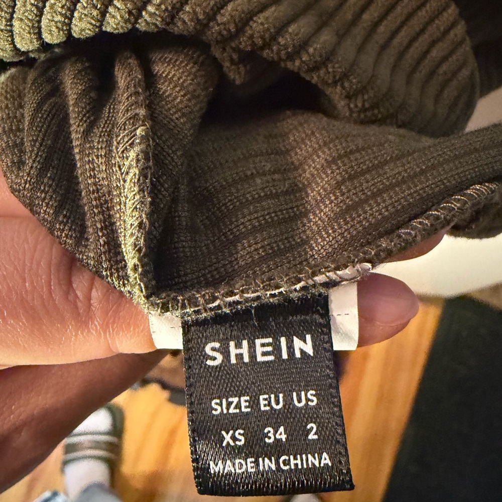SHEIN Olive‎ Green velvet ribbed DRESS XS - Picture 2 of 7